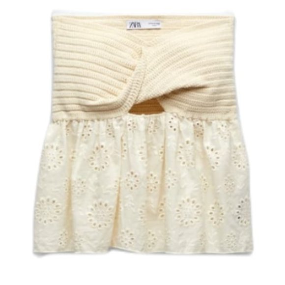 Zara | Tops | Zara Combination Knit Top Ss22 Beige 43354 | Poshmark